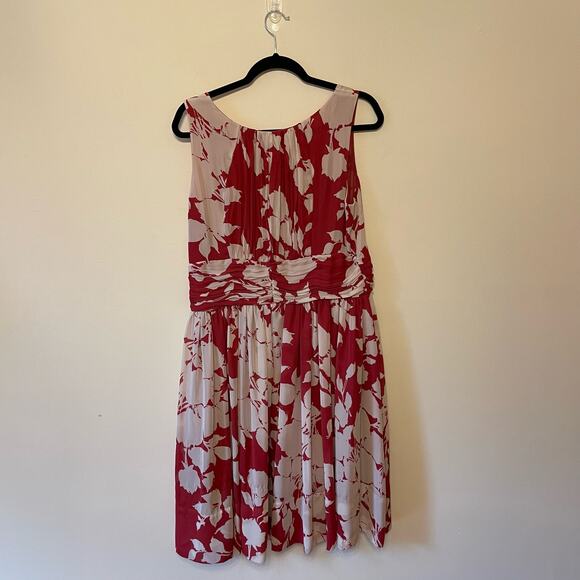 Talbots 14 fit & flare mini dress red white polyester business casual floral - Picture 5 of 7